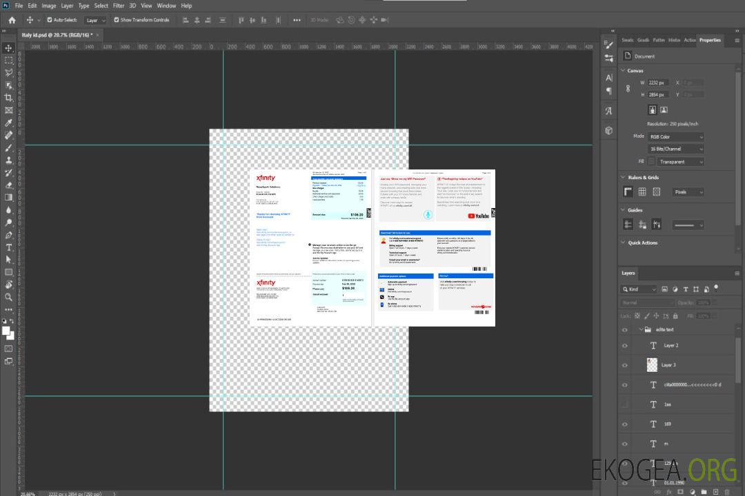 Modèle Word et PDF de facture de services publics d'entreprise USA XFINITY, version 2 template
